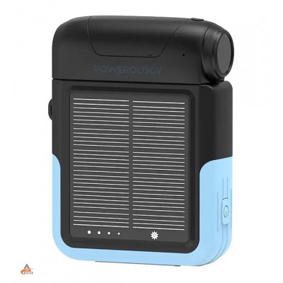 پاوربانک خورشیدی پاورولوژی ظرفیت 10000mAh با چراغ‌قوه جداشونده مدل Powerology Santé PPBDS05